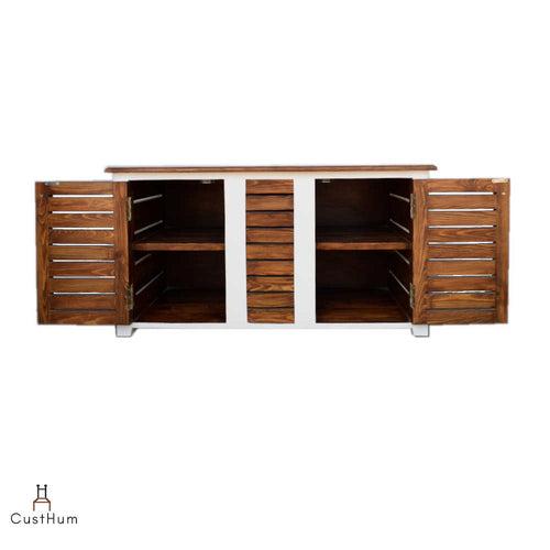 Emile - Rustic Shoe Cabinet with Slatted Doors