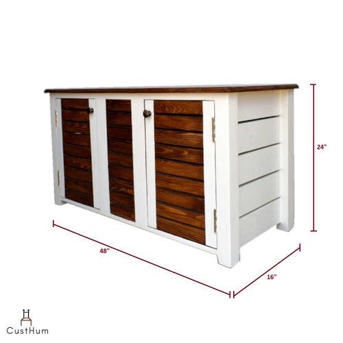 Emile - Rustic Shoe Cabinet with Slatted Doors