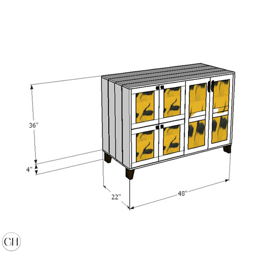 Flamingo - Multipurpose Wooden Storage Cabinet with Fabric-Laminated Doors