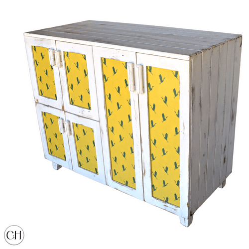 Flamingo - Multipurpose Wooden Storage Cabinet with Fabric-Laminated Doors