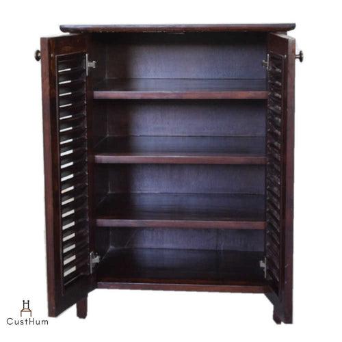 Gustav - Solid Wood Louvered Shoe Storage Cabinet