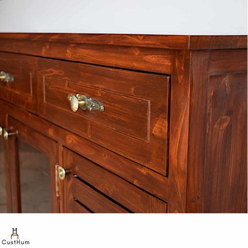 Tanjore - Elegant Solid Wood Sideboard with Slatted Doors