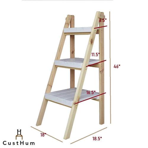 Zeppelin - 3-Tier Solid Pinewood Ladder Shelf