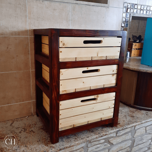 Milan - Wooden Kitchen Storage Unit with In-built Crates