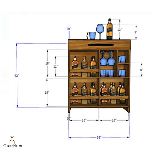 Siris - Rustic-Modern Mini Bar Cabinet