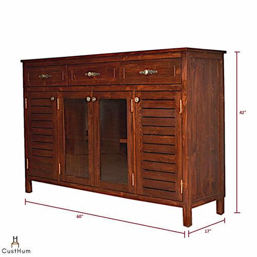 Tanjore - Elegant Solid Wood Sideboard with Slatted Doors