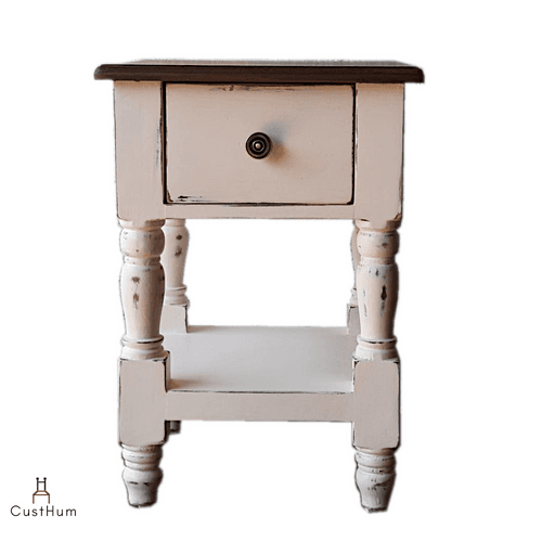 Tulip - Cottage-style Bedside Table in Distressed Finish