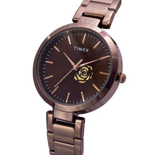 Timex Women Brown Round Dial Analog Watch - TW000X227