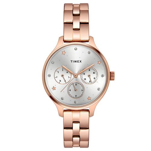 Timex Women Silver Round Dial Analog Watch - TWEL14815