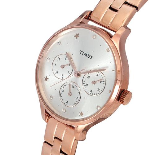 Timex Women Silver Round Dial Analog Watch - TWEL14815