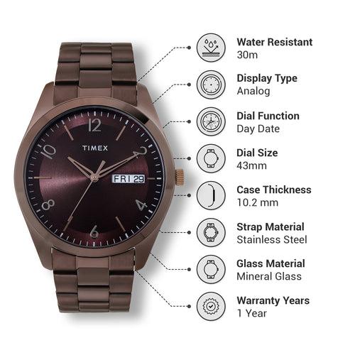 Timex Men Brown Round Dial Analog Watch - TWTG10406