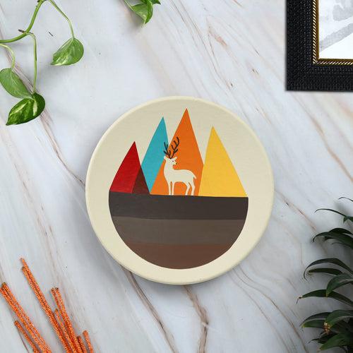 'Vibrant Mountain' Handpainted Terracotta Decorative Wall Plate, 9 Inch