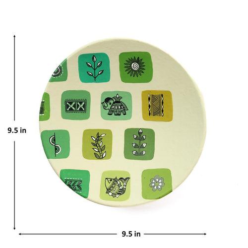 'Nature's Vibe' Handpainted Terracotta Decorative Wall Plate, Set of 3 (9 Inch)