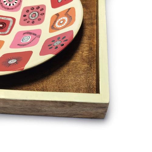 Artysta 'Pink Warli Square' Handmade Wooden Wall Frame