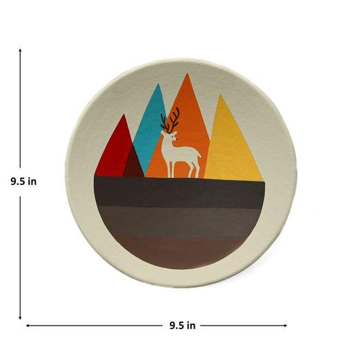 'Vibrant Mountain' Handpainted Terracotta Decorative Wall Plate, 9 Inch