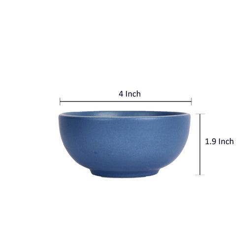 'Pastel Blue' Ceramic Veg Serving Bowls (Set of 6, 150 ML)