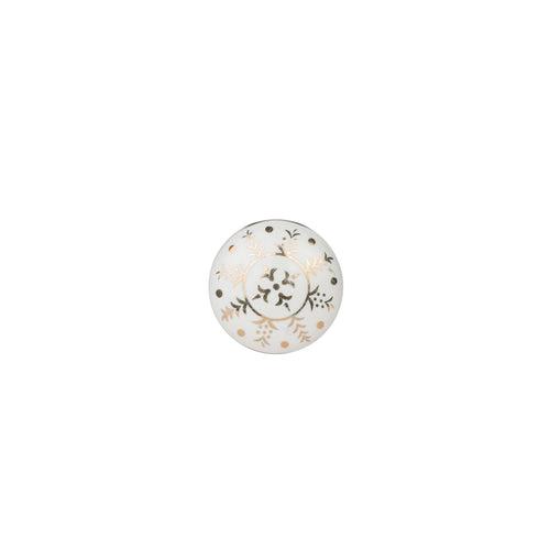 Snow Flakes Ceramic Drawer Knobs in Golden and White Color