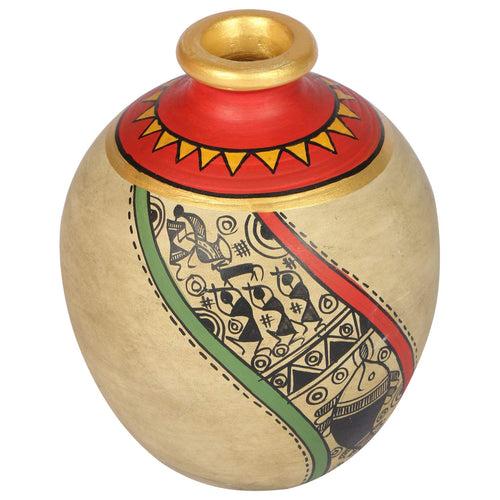 Decorative Terracotta Vase in Red and Beige Color (Set of 2)