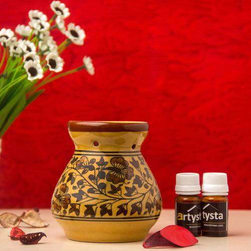 Flower Ceramic Aroma Oil Burner With Two Fragrance