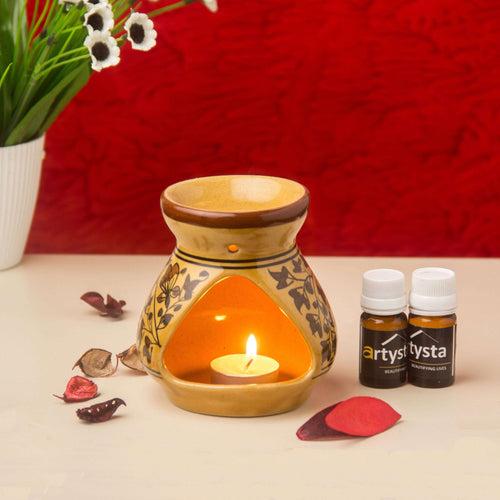 Flower Ceramic Aroma Oil Burner With Two Fragrance