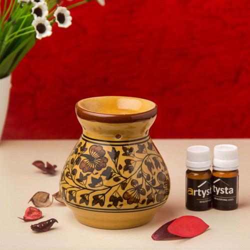 Flower Ceramic Aroma Oil Burner With Two Fragrance