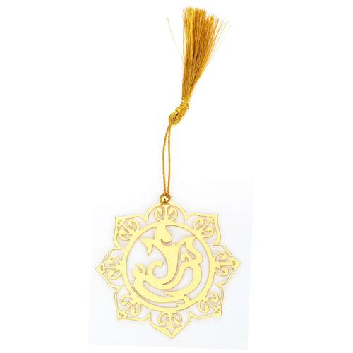 Ganpati in lotus Golden Brass Metal Bookmark
