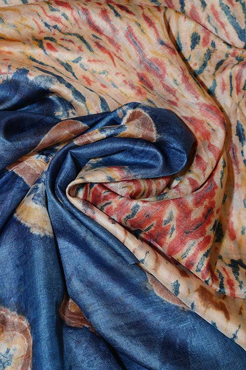 Hand woven high desi tussar with stitch shibori pattren in natural dye