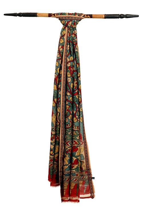 Natural Dye Hand-Painted Kalamkari Tussar Dupatta