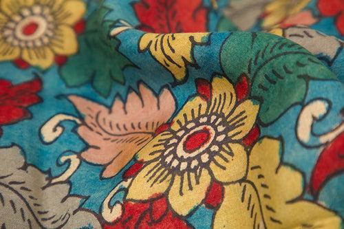 Natural Dye Hand-Painted Kalamkari Tussar Dupatta