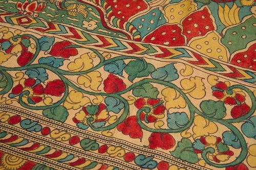 Natural Dye Hand-Painted Kalamkari Tussar Dupatta