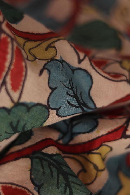 Natural Dye Hand-Painted Kalamkari Cotton X Silk Stole