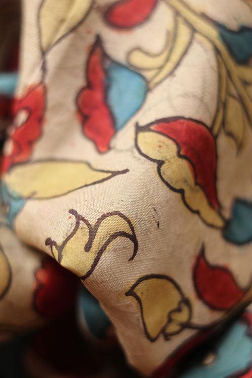 Natural Dye Hand-Painted Kalamkari Silk Stole