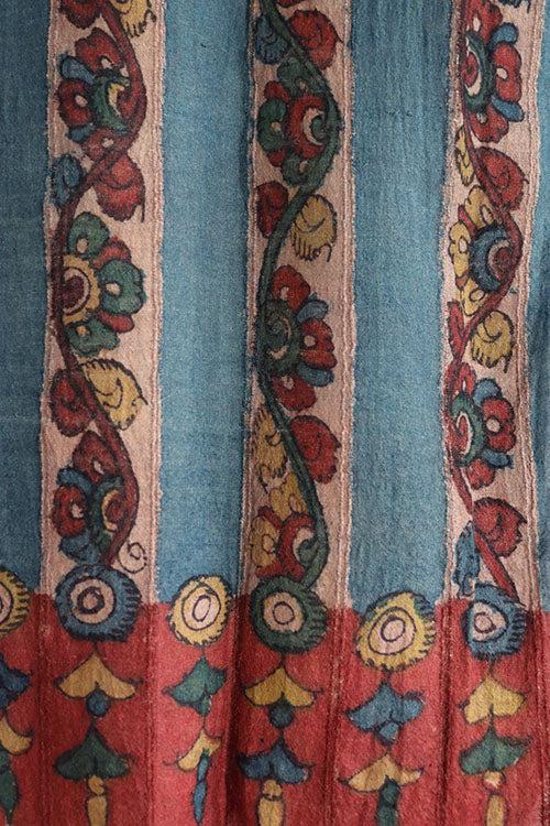 Natural Dye Hand-Painted Kalamkari Silk Stole