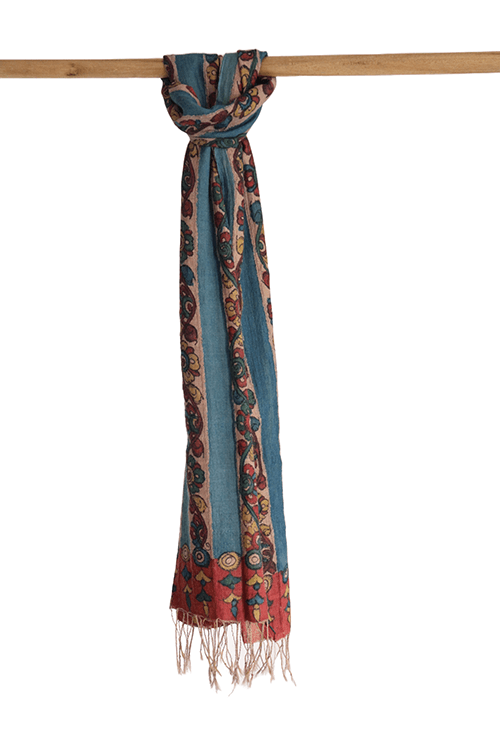 Natural Dye Hand-Painted Kalamkari Silk Stole