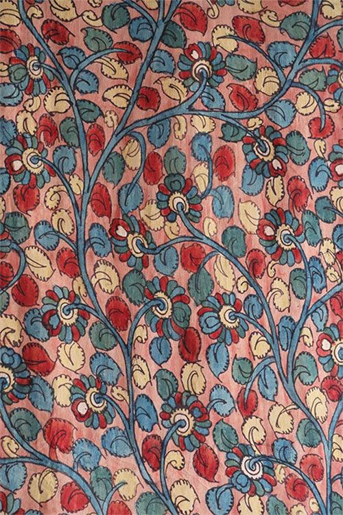 Natural Dye Hand-Painted Kalamkari Silk Fabric