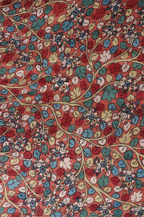 Natural Dye Hand-Painted Kalamkari Tussar Silk x Cotton Fabric