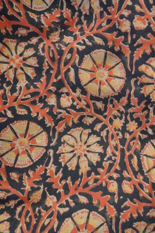 Natural Dye Block Print Tussar Fabric