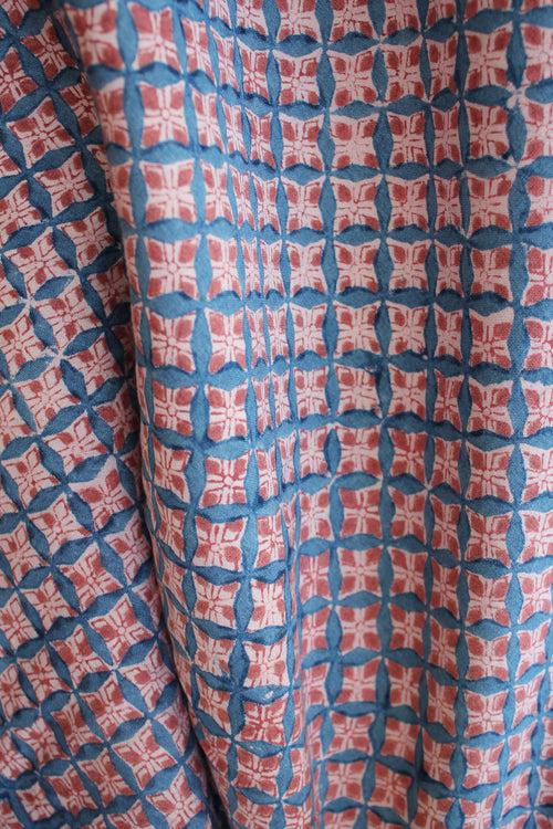 Natural Dye Block Print Silk Fabric