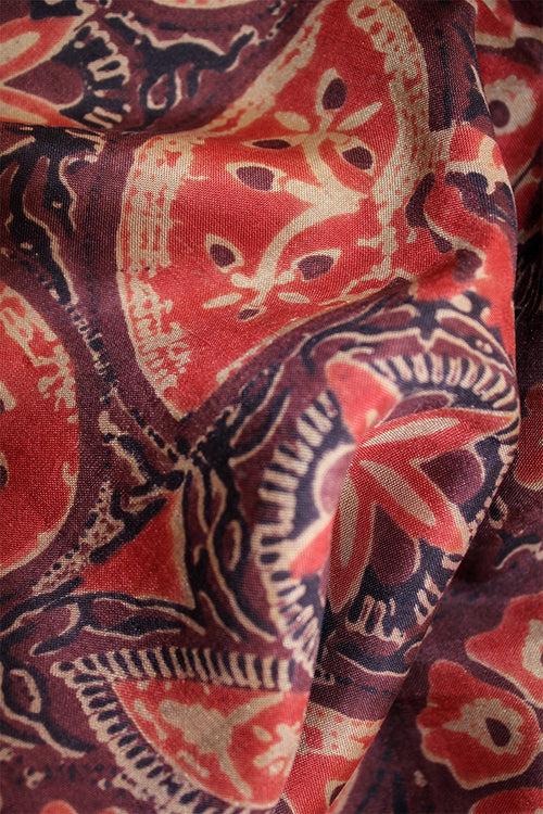 Natural Dye Block Print Silk Fabric