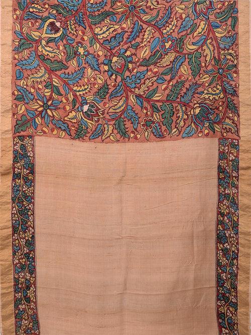 Natural Dye Hand-Painted Kalamkari Silk Sari