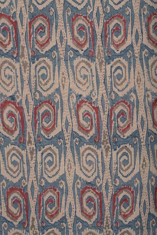 Natural Dye Block Print Tussar Silk x Cotton Fabric