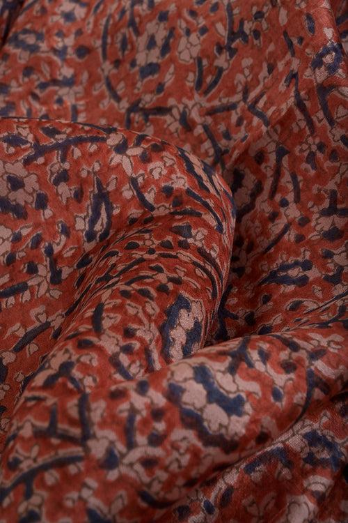 Natural Dye Block Print Silk Fabric