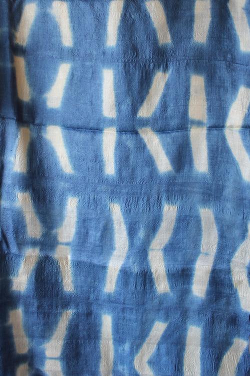 Natural Dye Indigo Shibori Desi Tussar Fabric