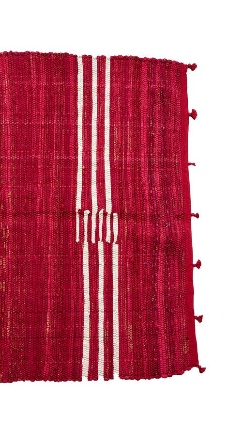 Red Rug from textile leftovers