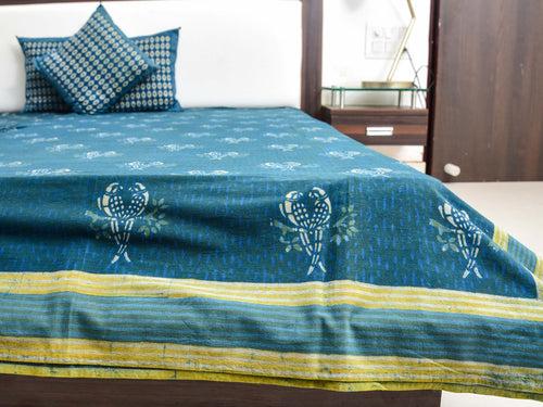 Indigo Nashpal Dyed Dabu Print Bedsheet