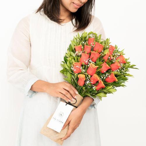 Luminous Spring Celebration (bouquet with hand-rolled Beeswax candles, Pineapple Paprika Chocolate & The Flora Vase) //Delhi