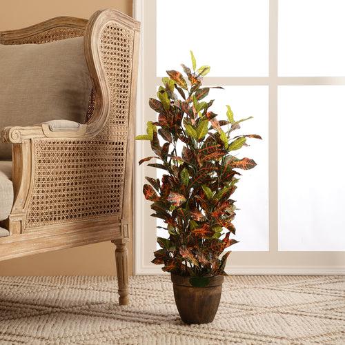 Maple & Green Croton Faux Plant with Pot