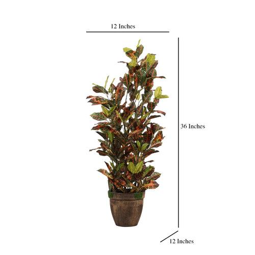 Maple & Green Croton Faux Plant with Pot