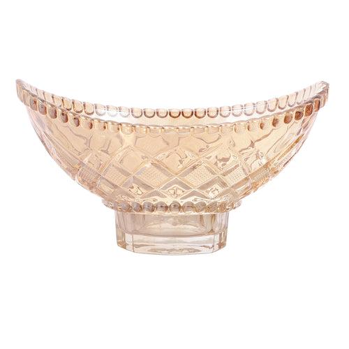 Checkered Boat Crystal Glass Serving Bowl