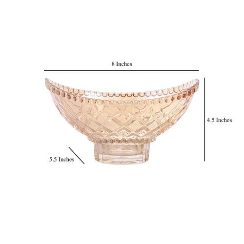 Checkered Boat Crystal Glass Serving Bowl